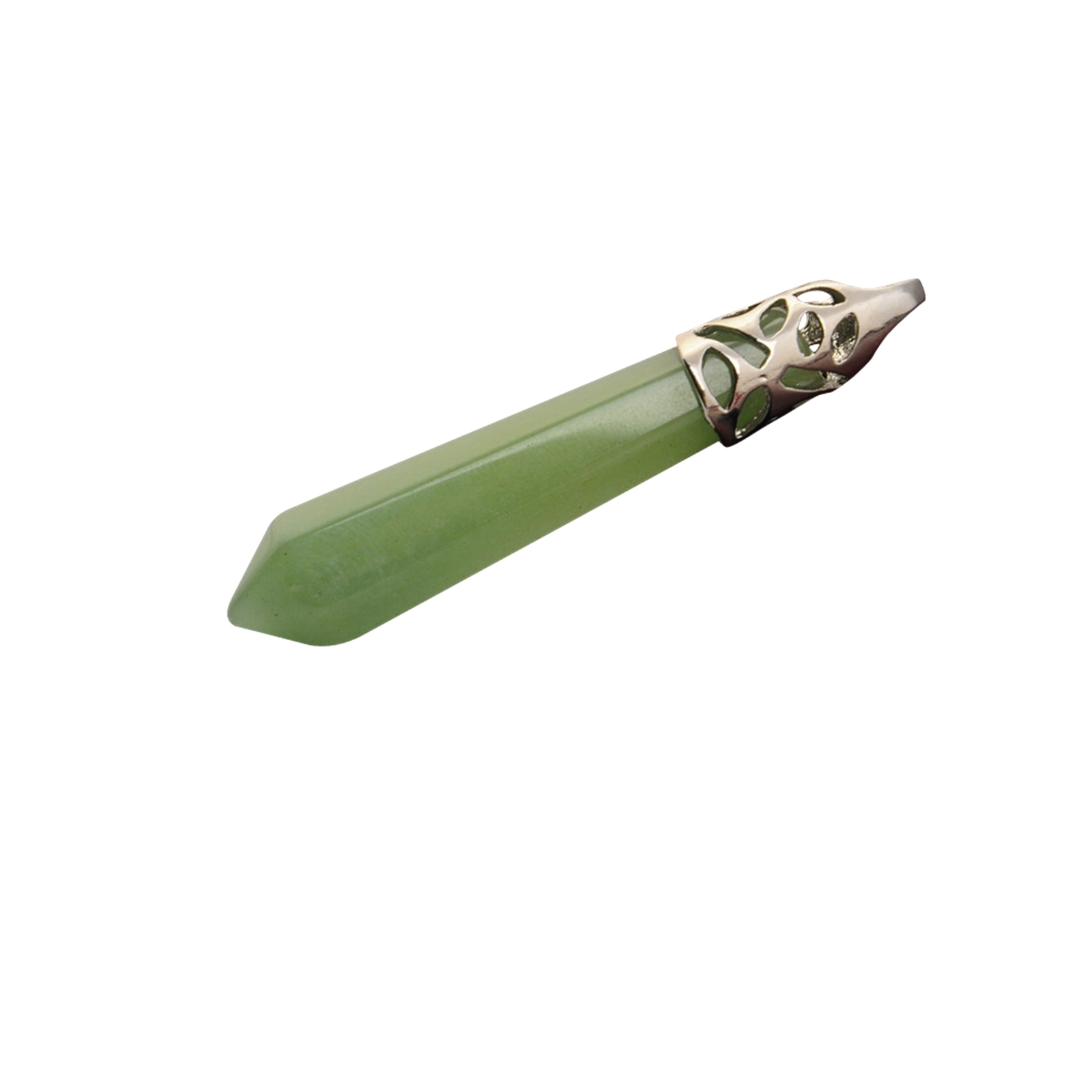 Hexagonal Cylinder Gemstone  Pendant with Silver Findings