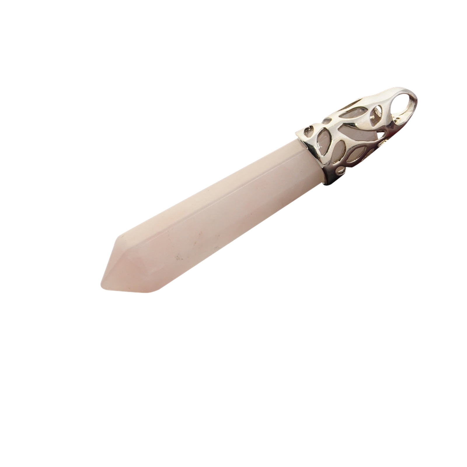 Hexagonal Cylinder Gemstone  Pendant with Silver Findings