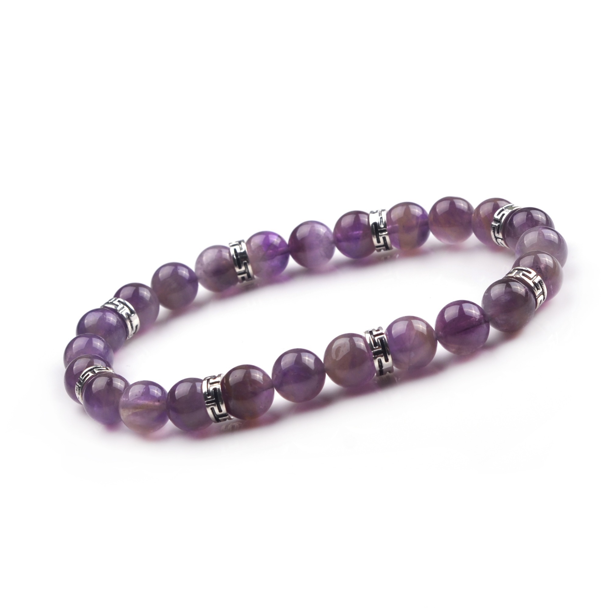 8MM Natural Stone Lion Head Jewel Bracelet With Alloy