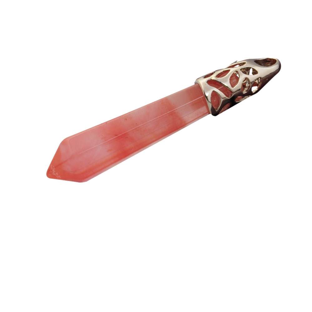 Hexagonal Cylinder Gemstone  Pendant with Silver Findings