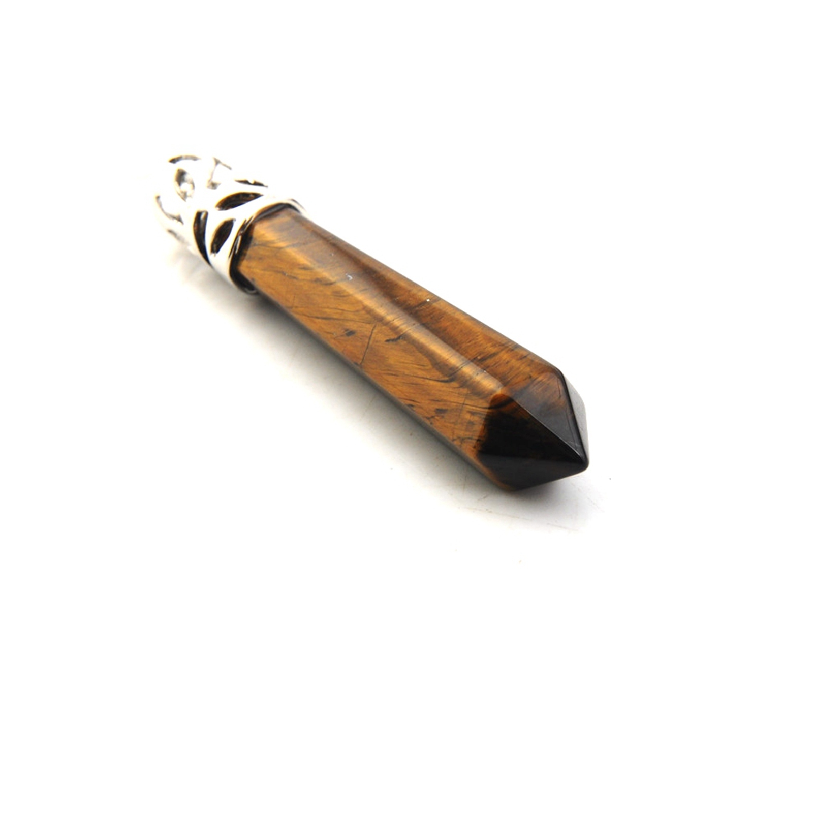 Hexagonal Cylinder Gemstone  Pendant with Silver Findings