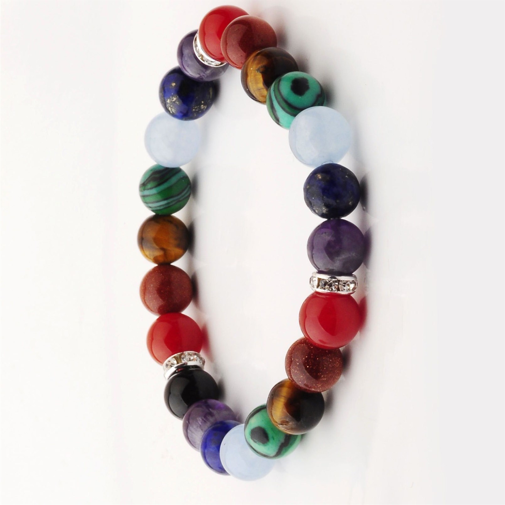 Fashion 4 Section 7 Chakra Stone 8MM Gemstone Bracelet