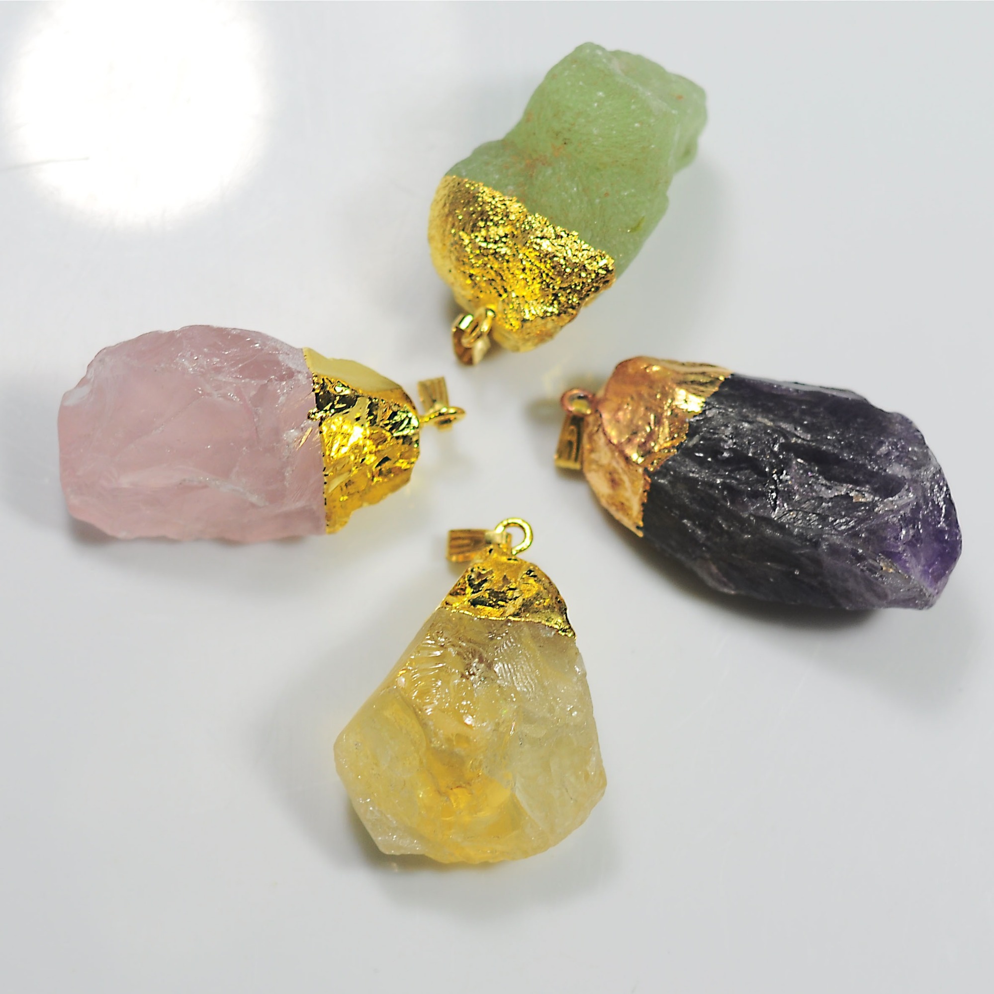 Gold Natural Raw Crystal Nugget Pendant