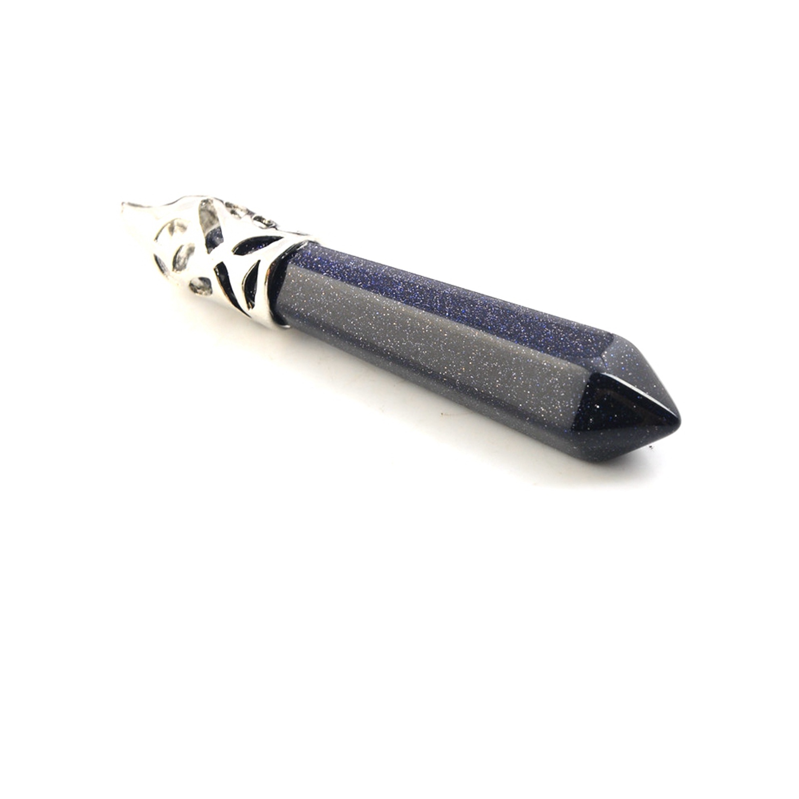 Hexagonal Cylinder Gemstone  Pendant with Silver Findings