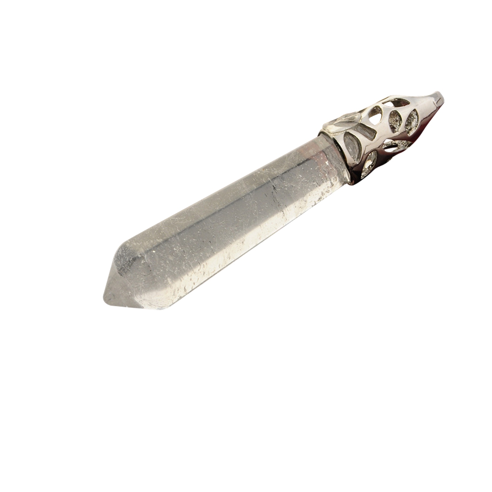 Hexagonal Cylinder Gemstone  Pendant with Silver Findings