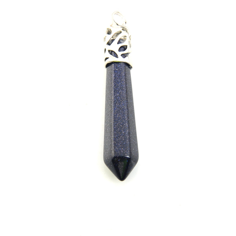 Hexagonal Cylinder Gemstone  Pendant with Silver Findings