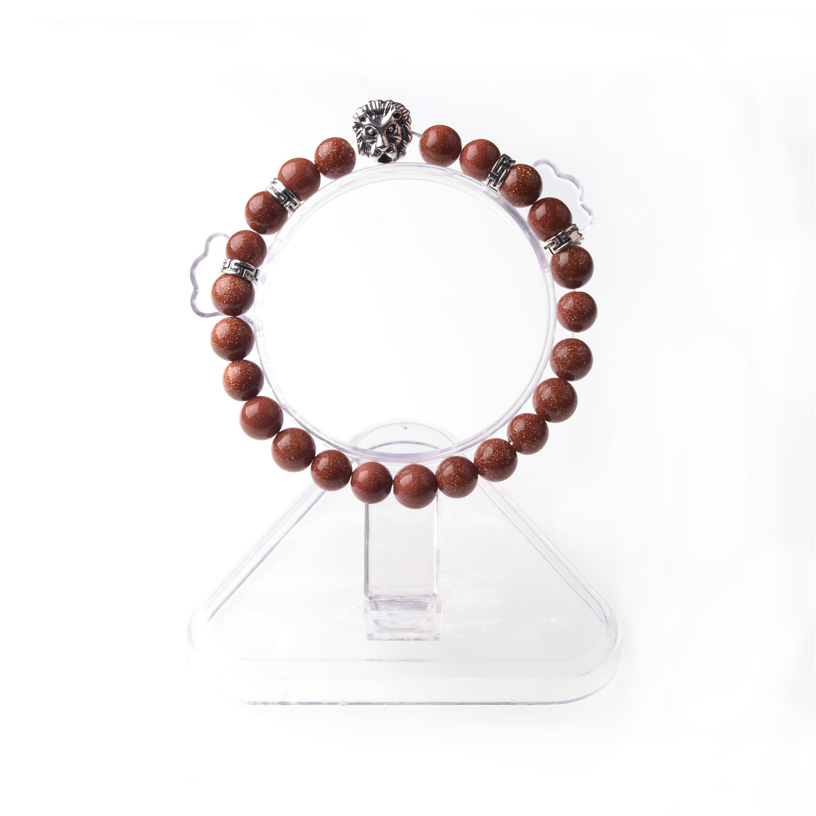 8MM Natural Stone Lion Head Jewel Bracelet With Alloy