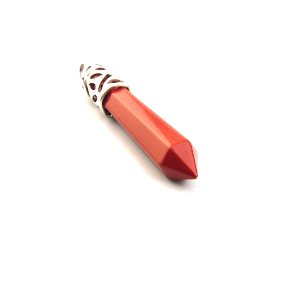 Hexagonal Cylinder Gemstone  Pendant with Silver Findings