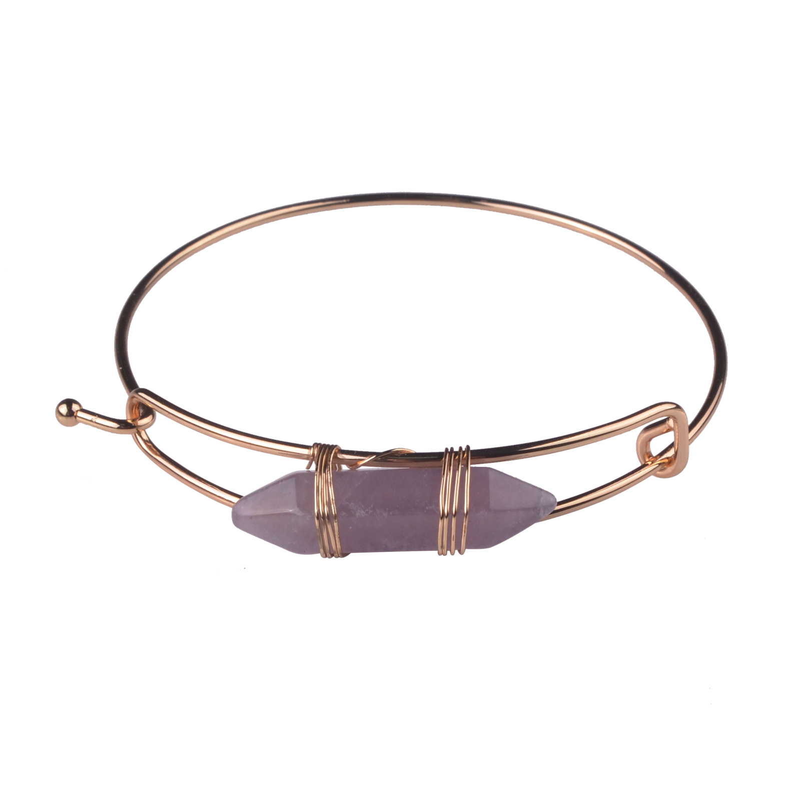 Fashion Amethyst hexagonal steel bracelet-Silver and Gold