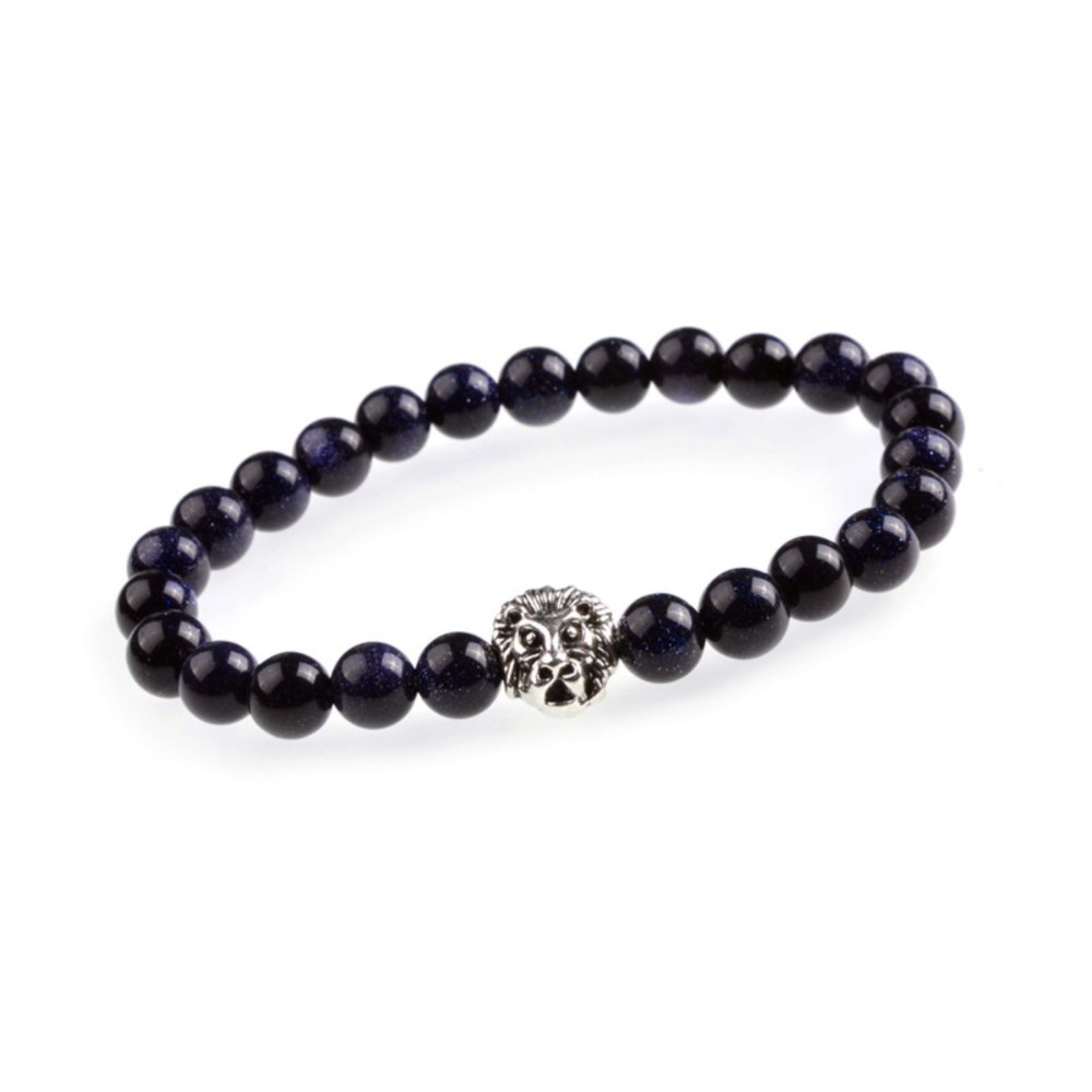 Fashion 8MM Natural Stone Lion Head Jewel Bracelet With Alloy For Women