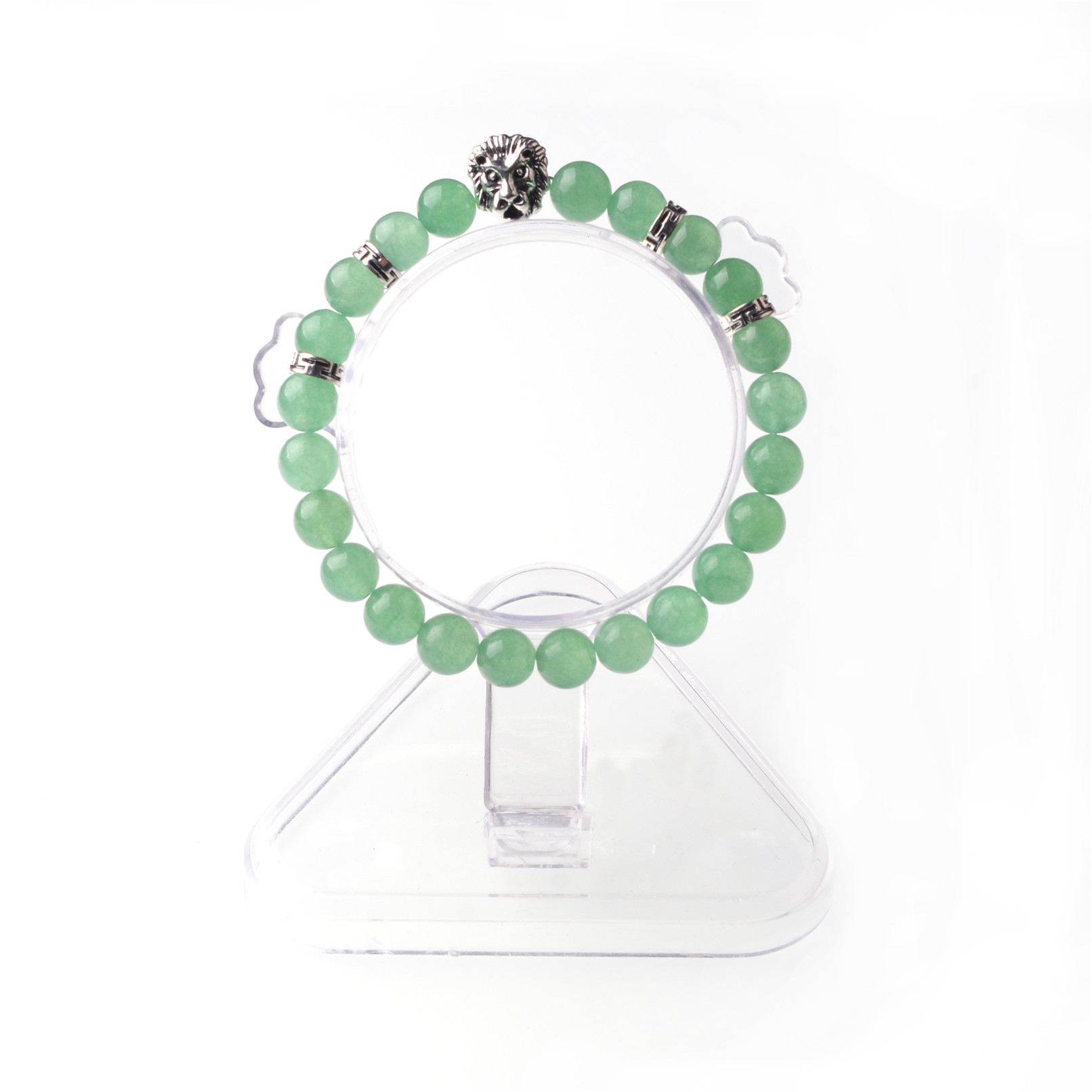 8MM Natural Stone Lion Head Jewel Bracelet With Alloy