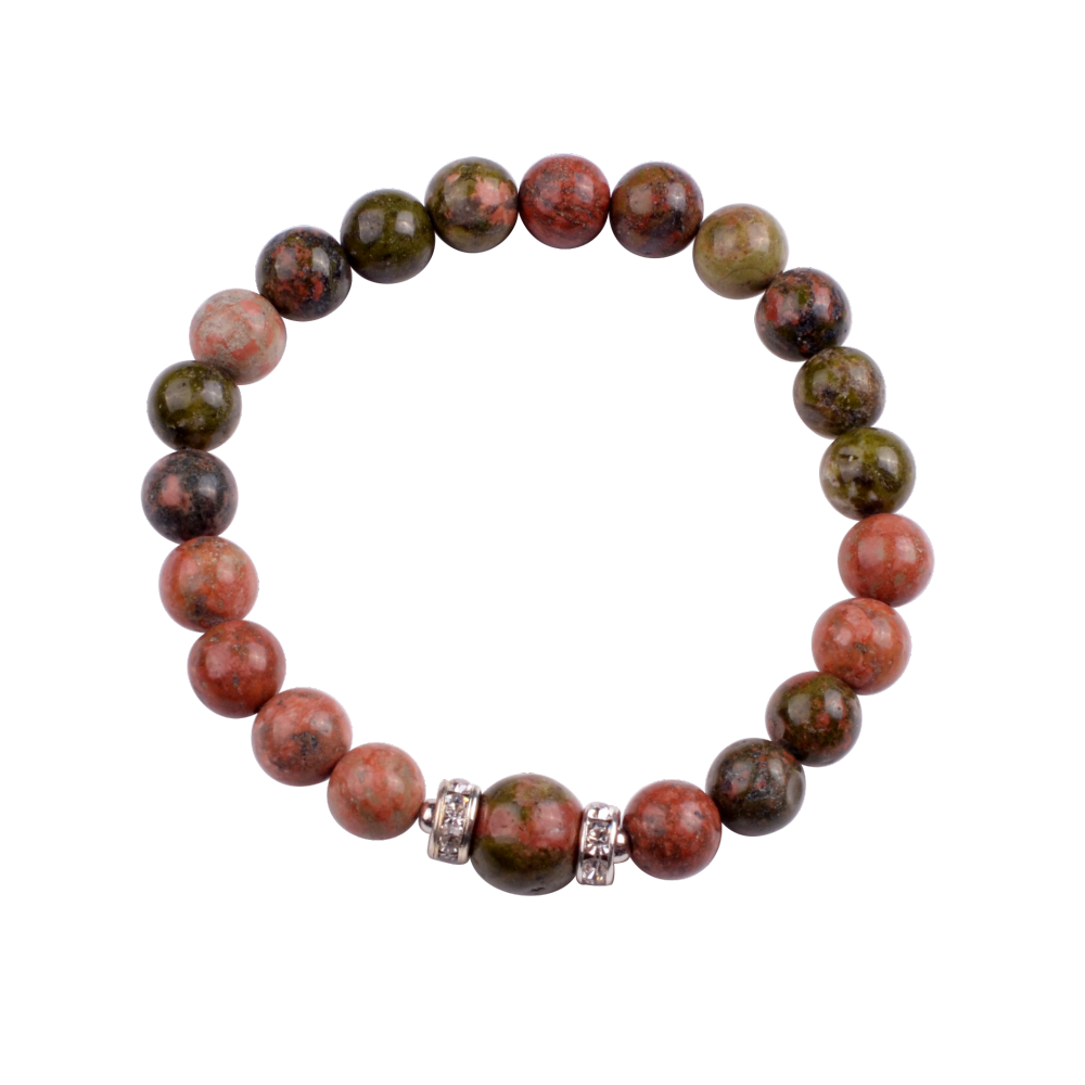 Fashion Alloy Chakra Stone 8MM Round Beads Bracelet with 10MM