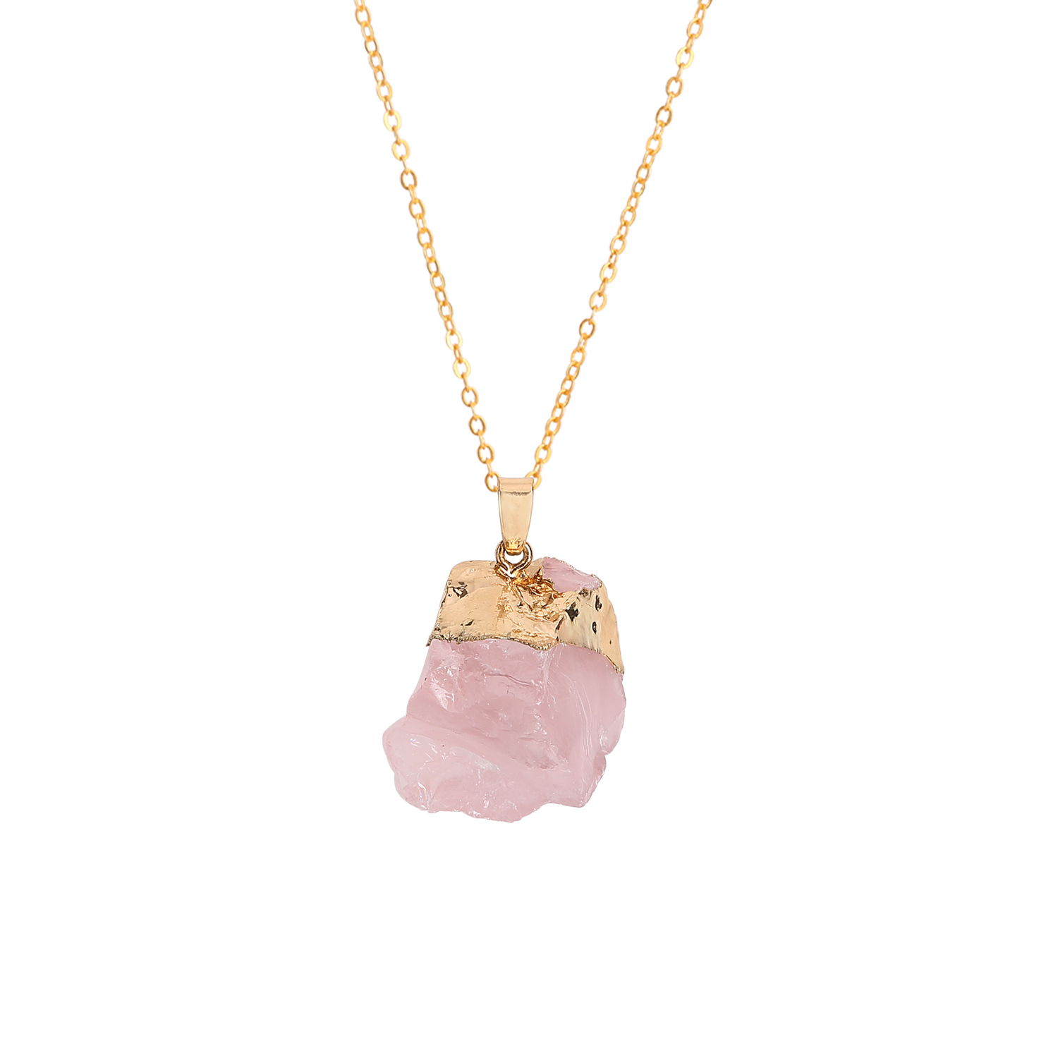 Gold Natural Raw Crystal Nugget Pendant