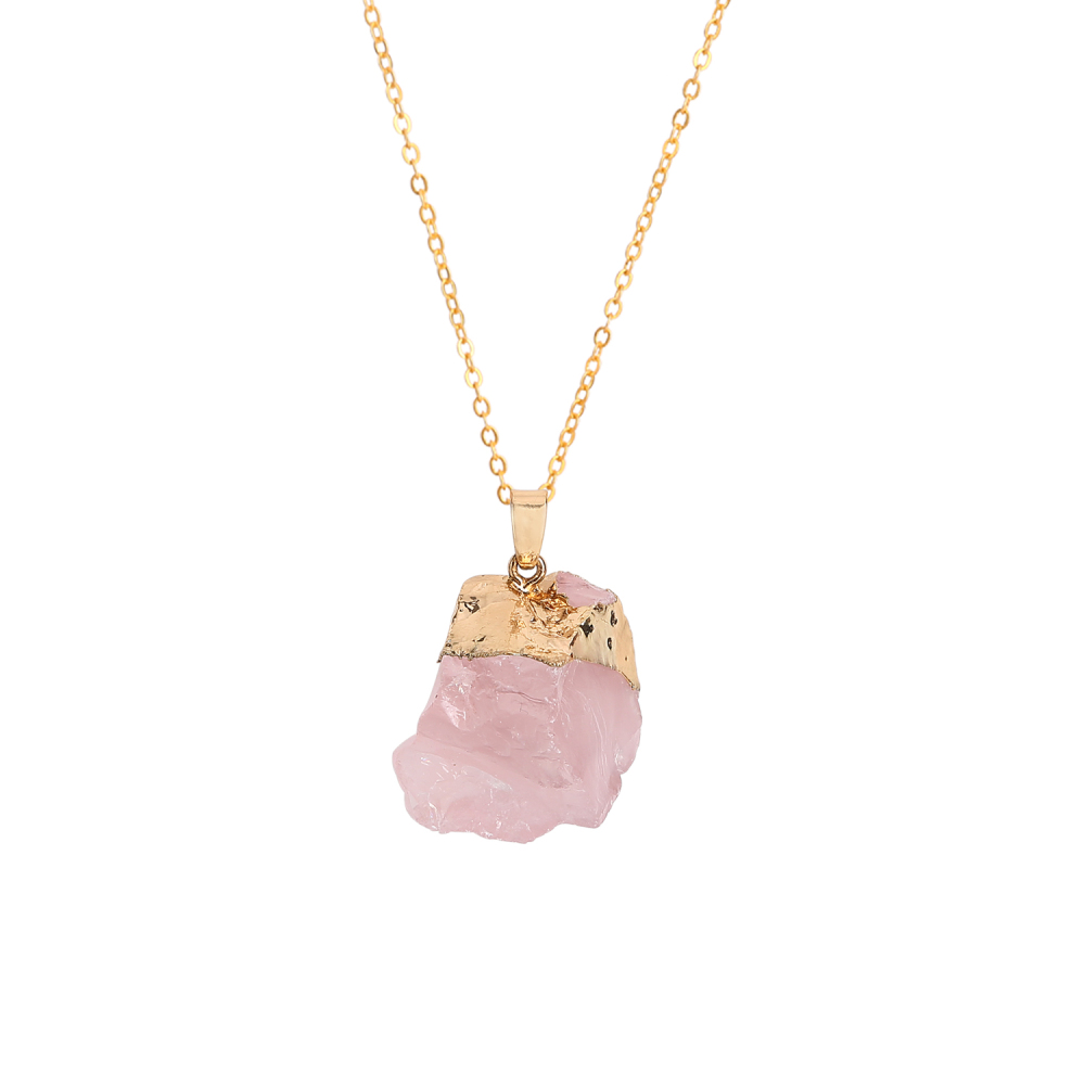 Gold Natural Raw Crystal Nugget Pendant