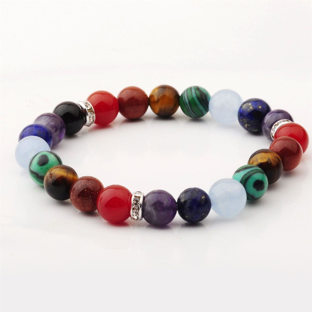 Fashion 4 Section 7 Chakra Stone 8MM Gemstone Bracelet