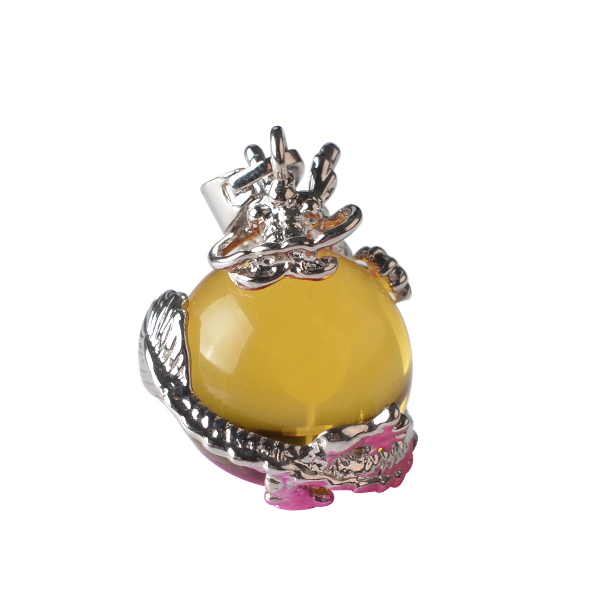 15MM Gemstone Wrapped Sphere Dragon Pendant Necklace