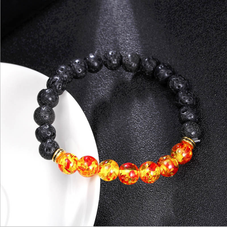 Hot Sale 8MM Volcanic Stone Beads Bracelet Colorful Chakra Energy Yoga Beads Bracelet