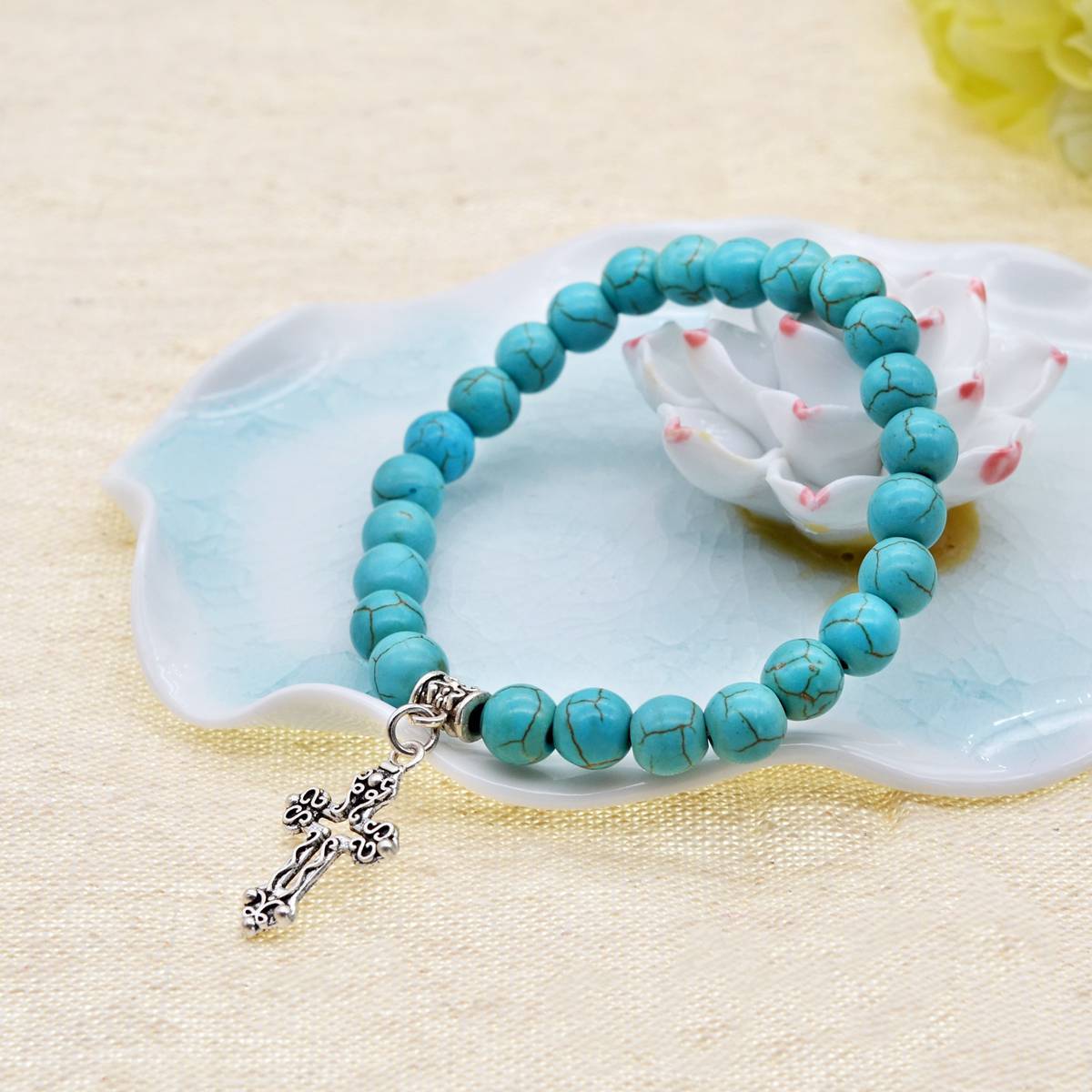 3 Style Empty The Cross Turquoise Stone Bracelets