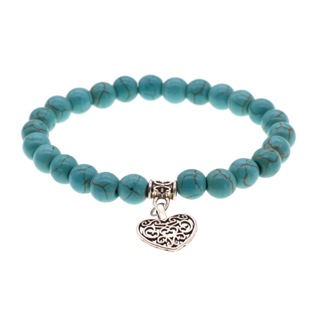 3 Style Turguoise Stone Peach Heart Bracelet