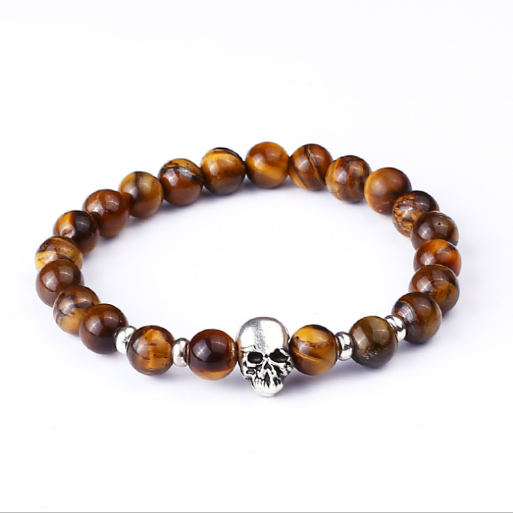 Skull bracelet for men / Skull bracelet for women: skull charm, skull jewelry for women, bracelets men, bracelet beads, natural stone bracelet , beads