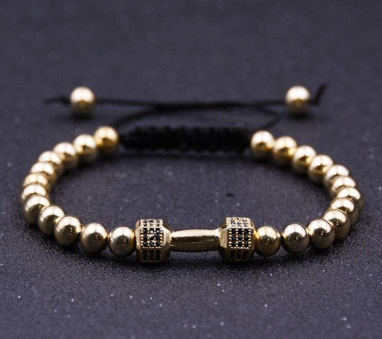 Youth Vitality Dumbbells Hollow Copper Beads 6MM Round Beads Bracelet