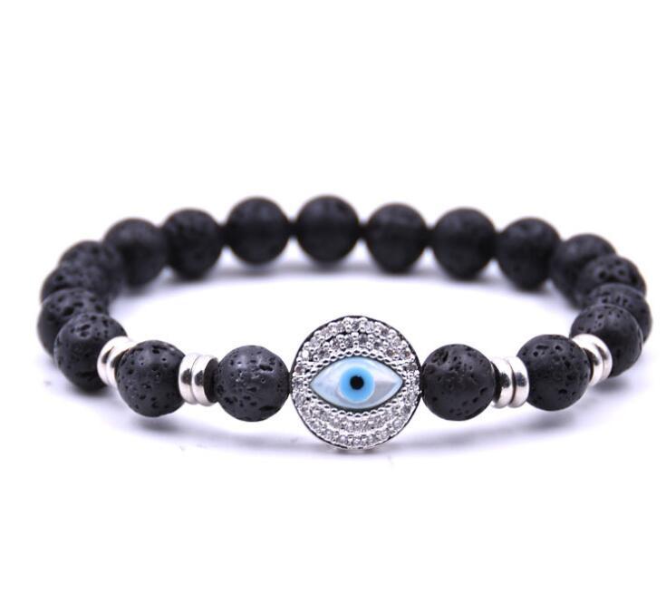 Fashion Simple Volcanic Stone Eye Of The Devil 8MM Round Bead Bracelet