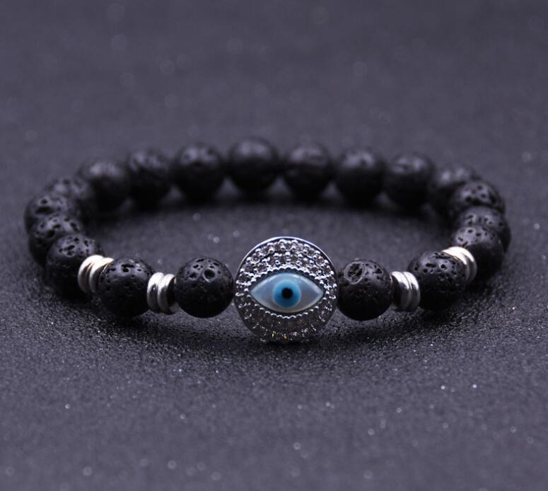 Fashion Simple Volcanic Stone Eye Of The Devil 8MM Round Bead Bracelet