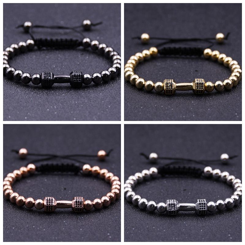 Youth Vitality Dumbbells Hollow Copper Beads 6MM Round Beads Bracelet
