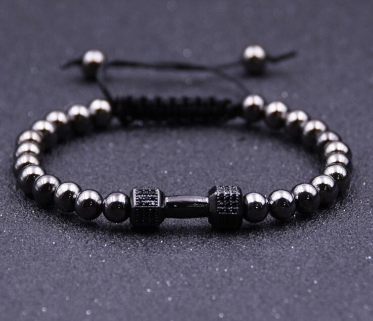 Youth Vitality Dumbbells Hollow Copper Beads 6MM Round Beads Bracelet