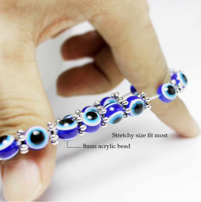 Vintage Blue Eye Beads Fatima's Hand Lucky Bracelet Hand String Ladies Elegant Bracelet