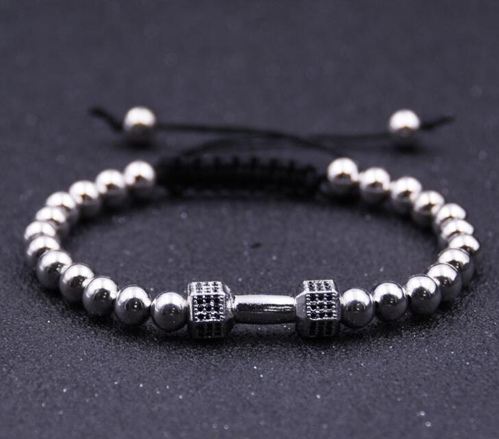 Youth Vitality Dumbbells Hollow Copper Beads 6MM Round Beads Bracelet