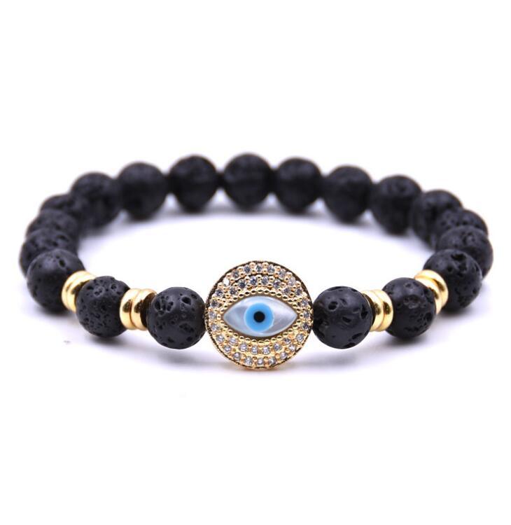 Fashion Simple Volcanic Stone Eye Of The Devil 8MM Round Bead Bracelet