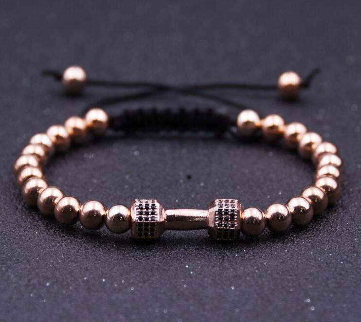 Youth Vitality Dumbbells Hollow Copper Beads 6MM Round Beads Bracelet