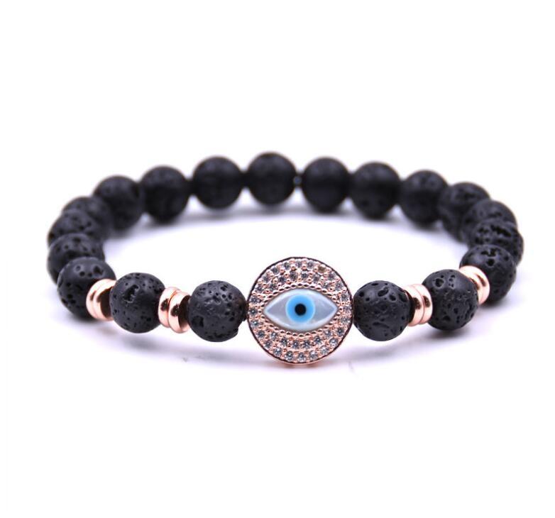 Fashion Simple Volcanic Stone Eye Of The Devil 8MM Round Bead Bracelet