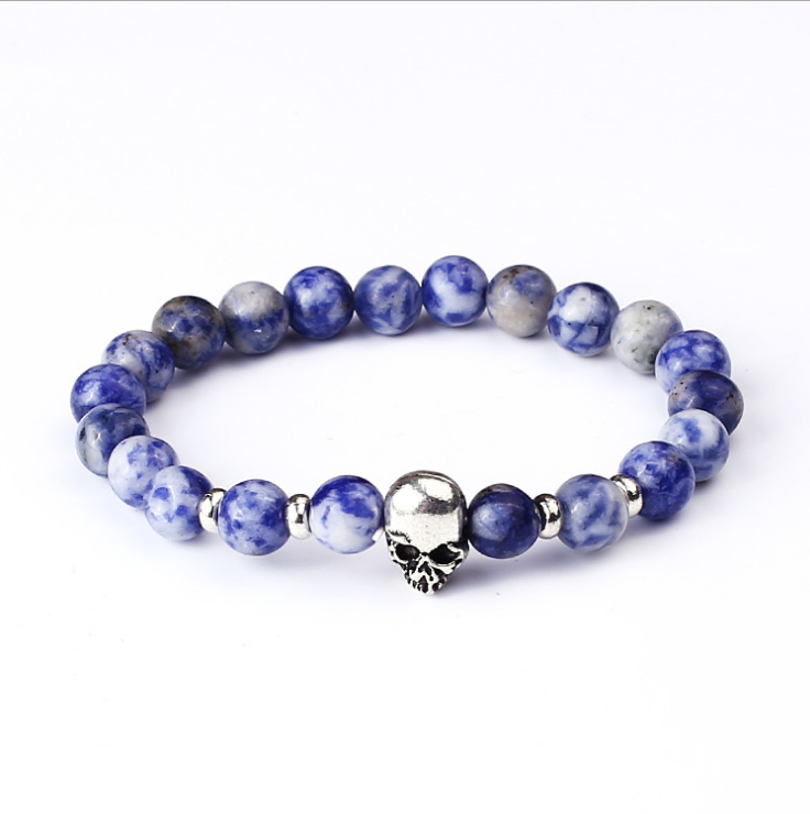 Skull bracelet for men / Skull bracelet for women: skull charm, skull jewelry for women, bracelets men, bracelet beads, natural stone bracelet , beads