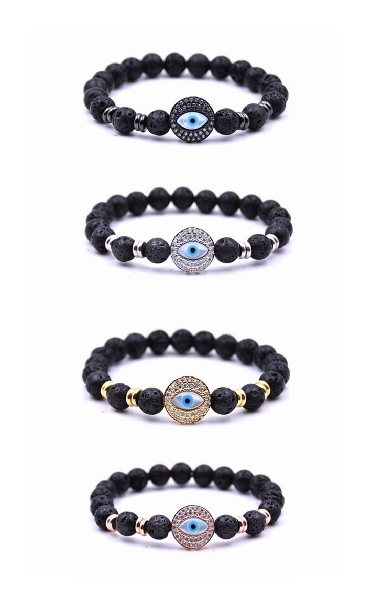 Fashion Simple Volcanic Stone Eye Of The Devil 8MM Round Bead Bracelet
