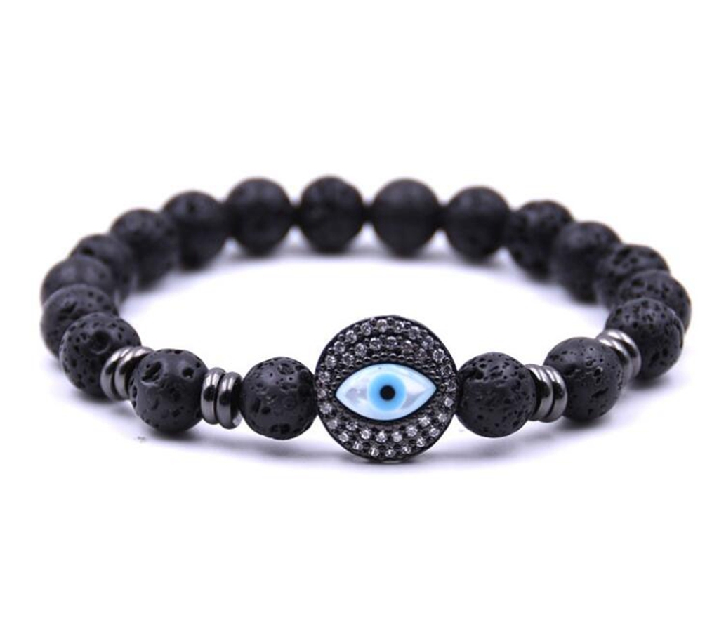 Fashion Simple Volcanic Stone Eye Of The Devil 8MM Round Bead Bracelet