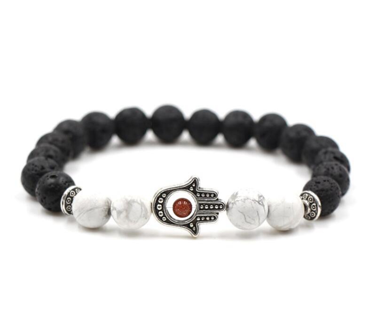 4 Turquoise 8mm Eye Of Envy Lava  Stone Bracelet