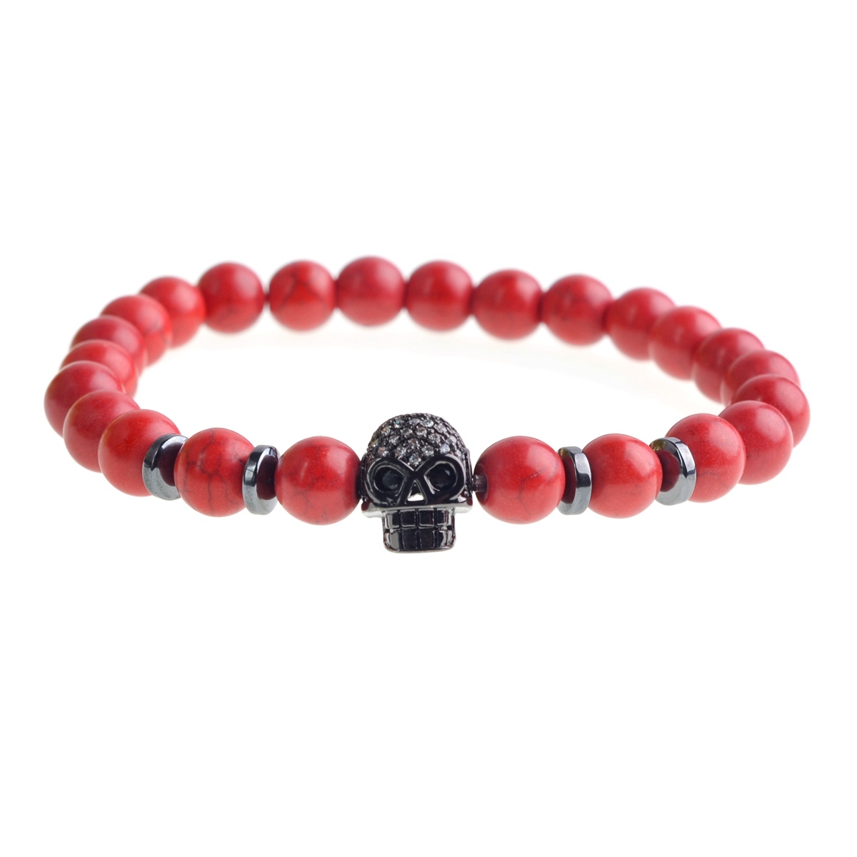 8MM Turquoise Skull bracelet
