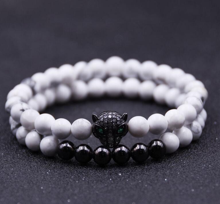 Natural  Fashion Bracelet Gold Prayer Beads Bracelets Jewelry Stretch Leapord for Women and Men