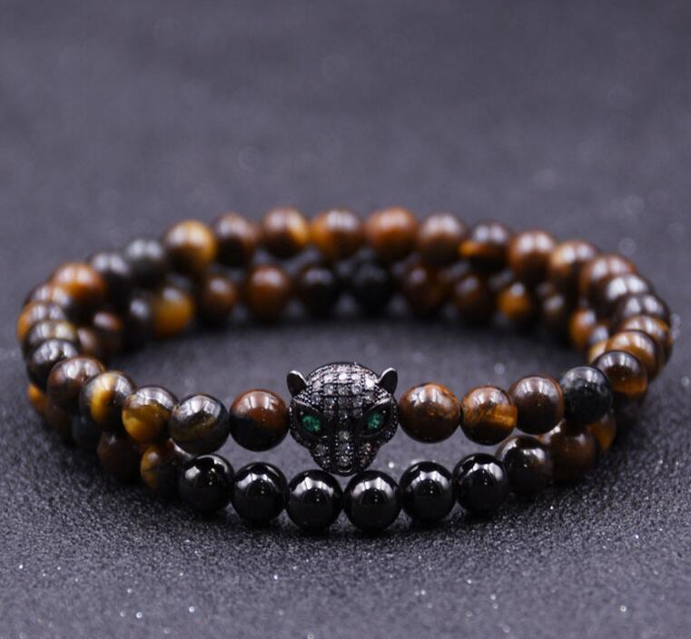 Natural  Fashion Bracelet Gold Prayer Beads Bracelets Jewelry Stretch Leapord for Women and Men