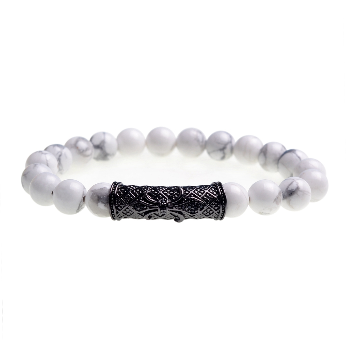 Turquoise 8mm Micro-inlaid Zirconium Alloy Tube Bracelet