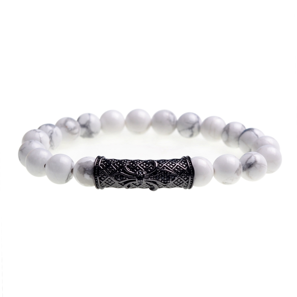 Turquoise 8mm Micro-inlaid Zirconium Alloy Tube Bracelet