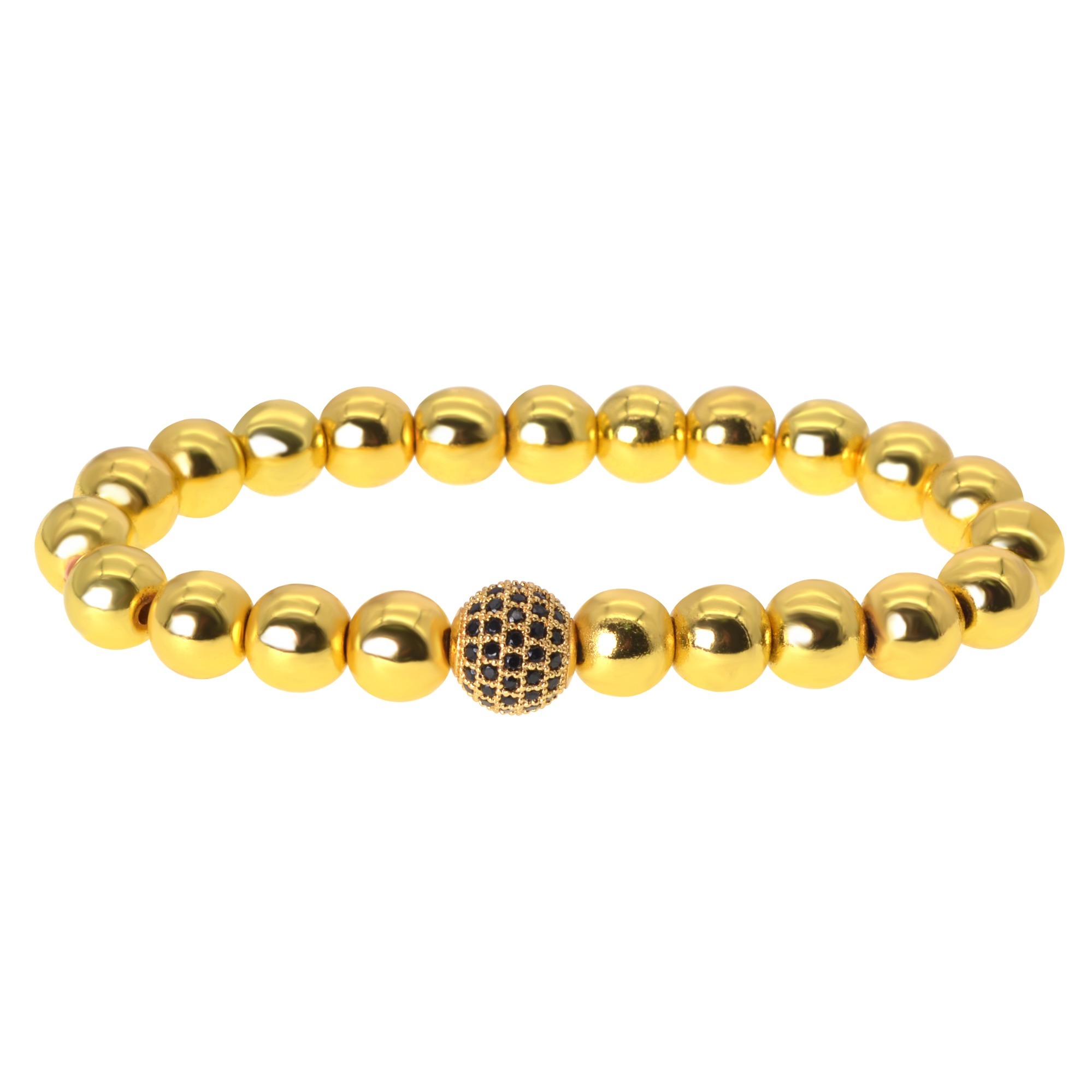 Popular Logo 8MM Titanium Steel Bead Bracelet For Men Micro Set Zircon Ball For Women Bracelet Lovers