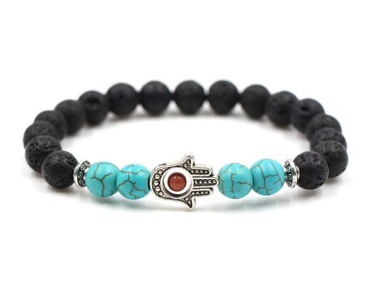 4 Turquoise 8mm Eye Of Envy Lava  Stone Bracelet