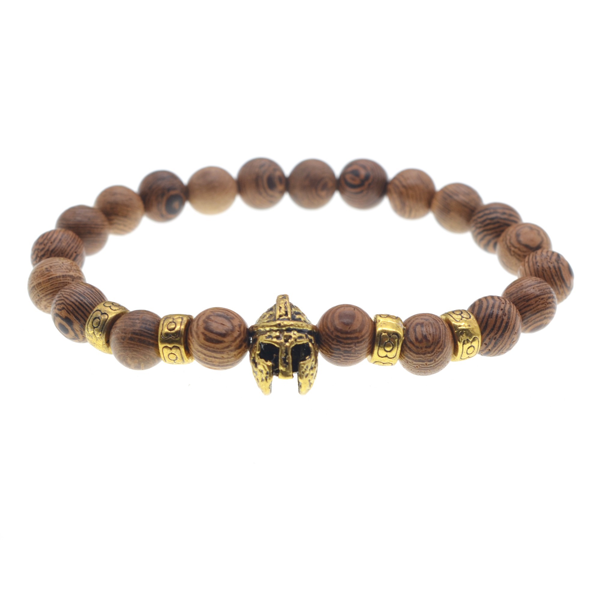 Lava Stone Weathering Agate Stone Bracelet Gold Helmet Alloy Bracelet Hand String
