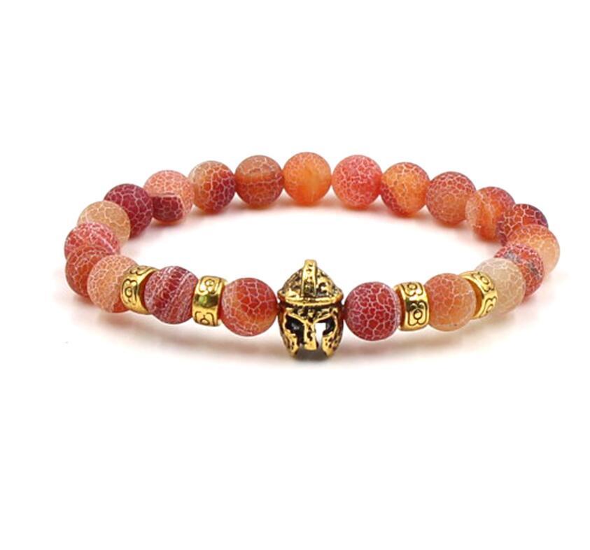 Lava Stone Weathering Agate Stone Bracelet Gold Helmet Alloy Bracelet Hand String