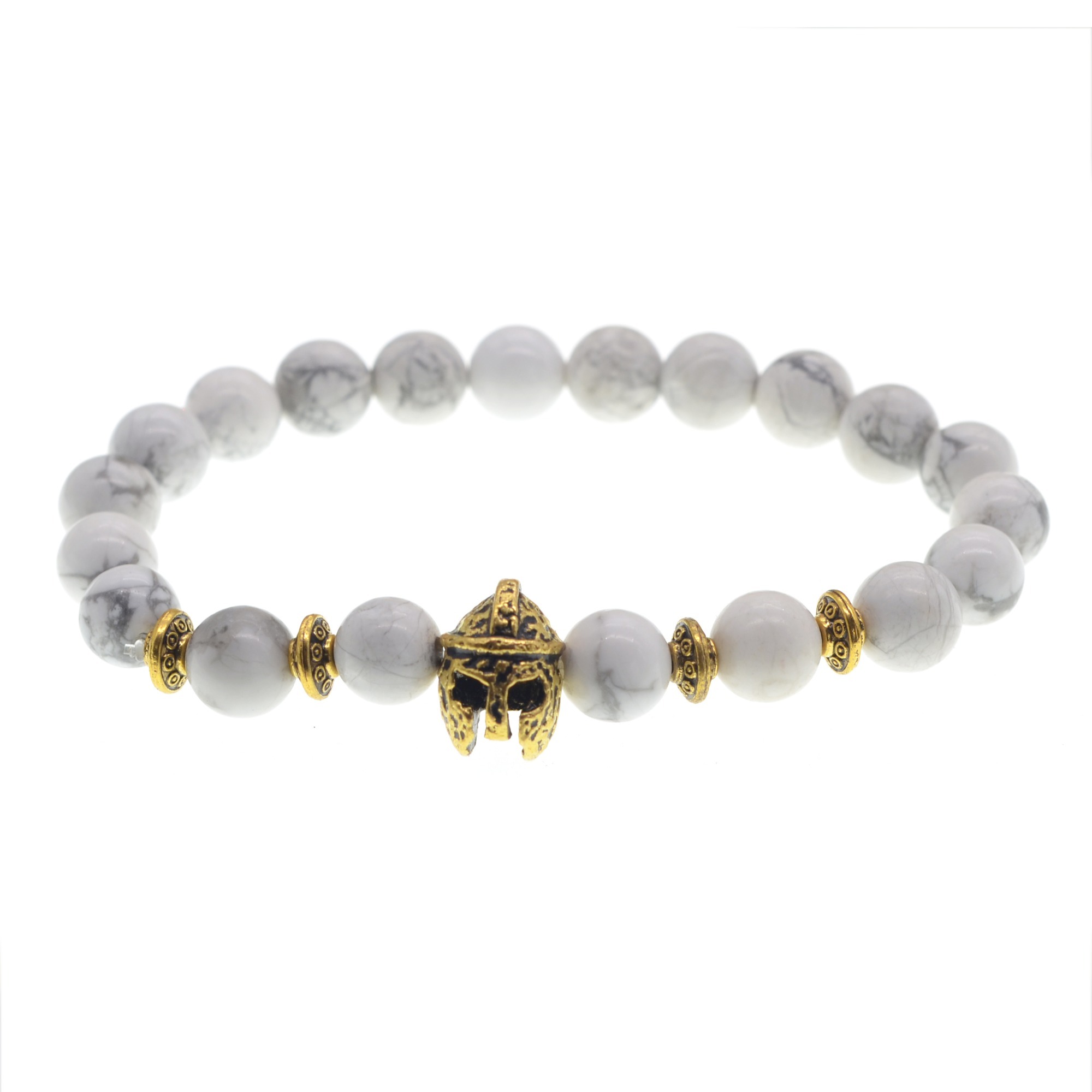Lava Stone Weathering Agate Stone Bracelet Gold Helmet Alloy Bracelet Hand String