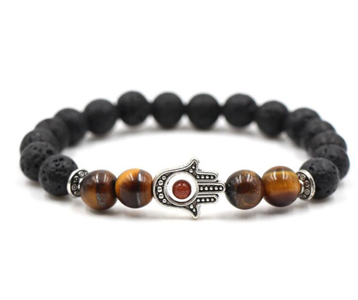 4 Turquoise 8mm Eye Of Envy Lava  Stone Bracelet