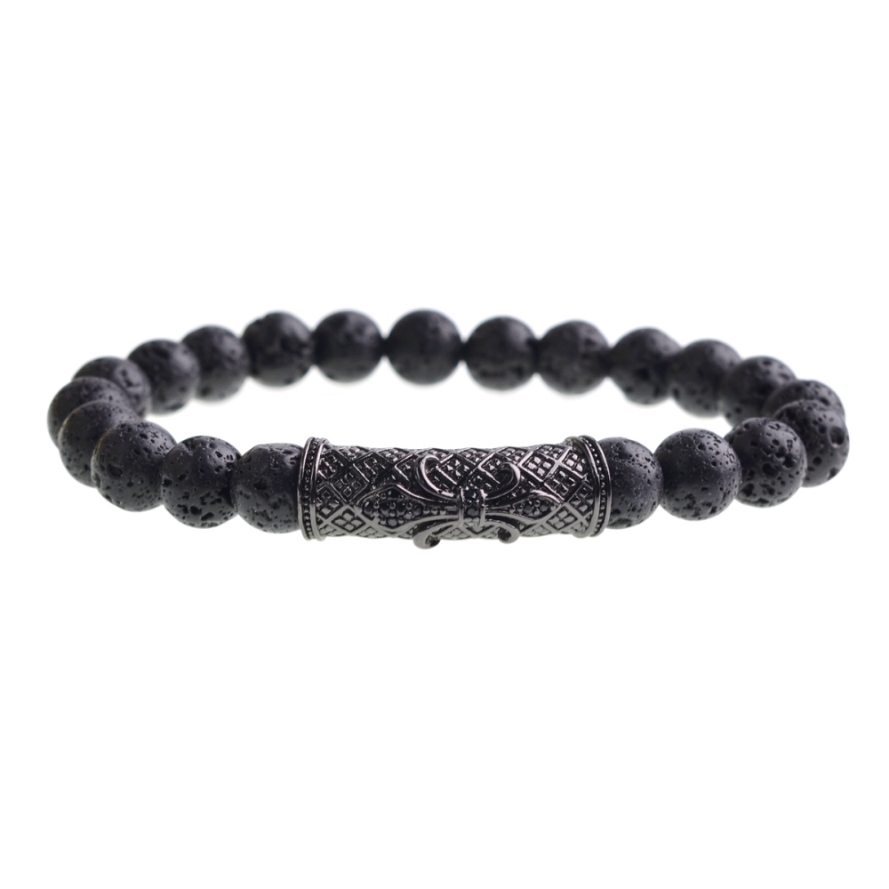 Turquoise 8mm Micro-inlaid Zirconium Alloy Tube Bracelet